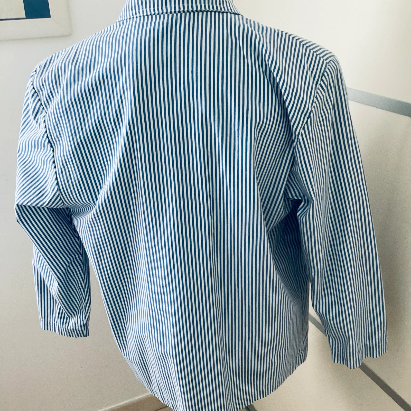 Blauw lichtblauw en wit gestreepte katoenen blazer, maat 3, controleer uw maten in de advertentie – photo 4